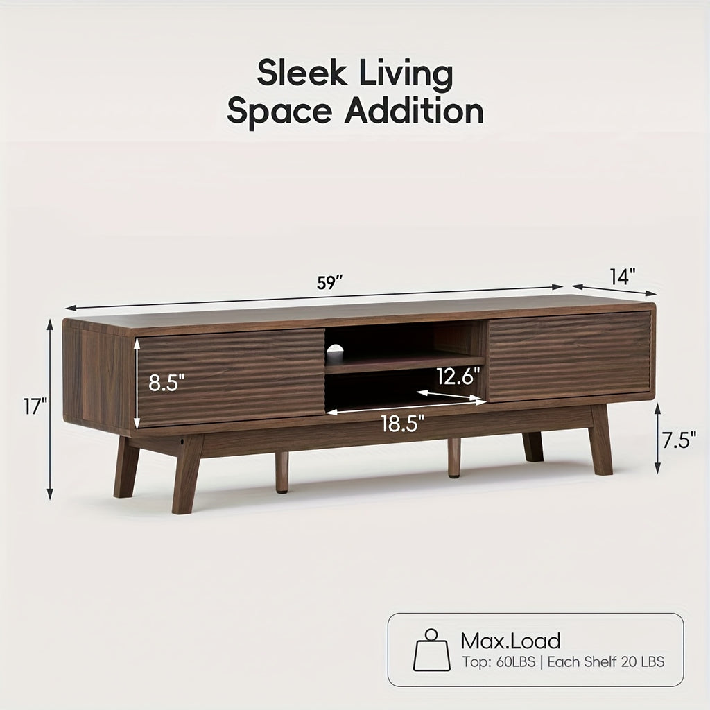 Mopio Ensley TV Stand, Mid Century Modern for 55\u002F 60\u002F 65 Inch TV, Farmhouse TV Stand, Entertainment Center with Storage, TV And Media Console for Living Room ( 59\