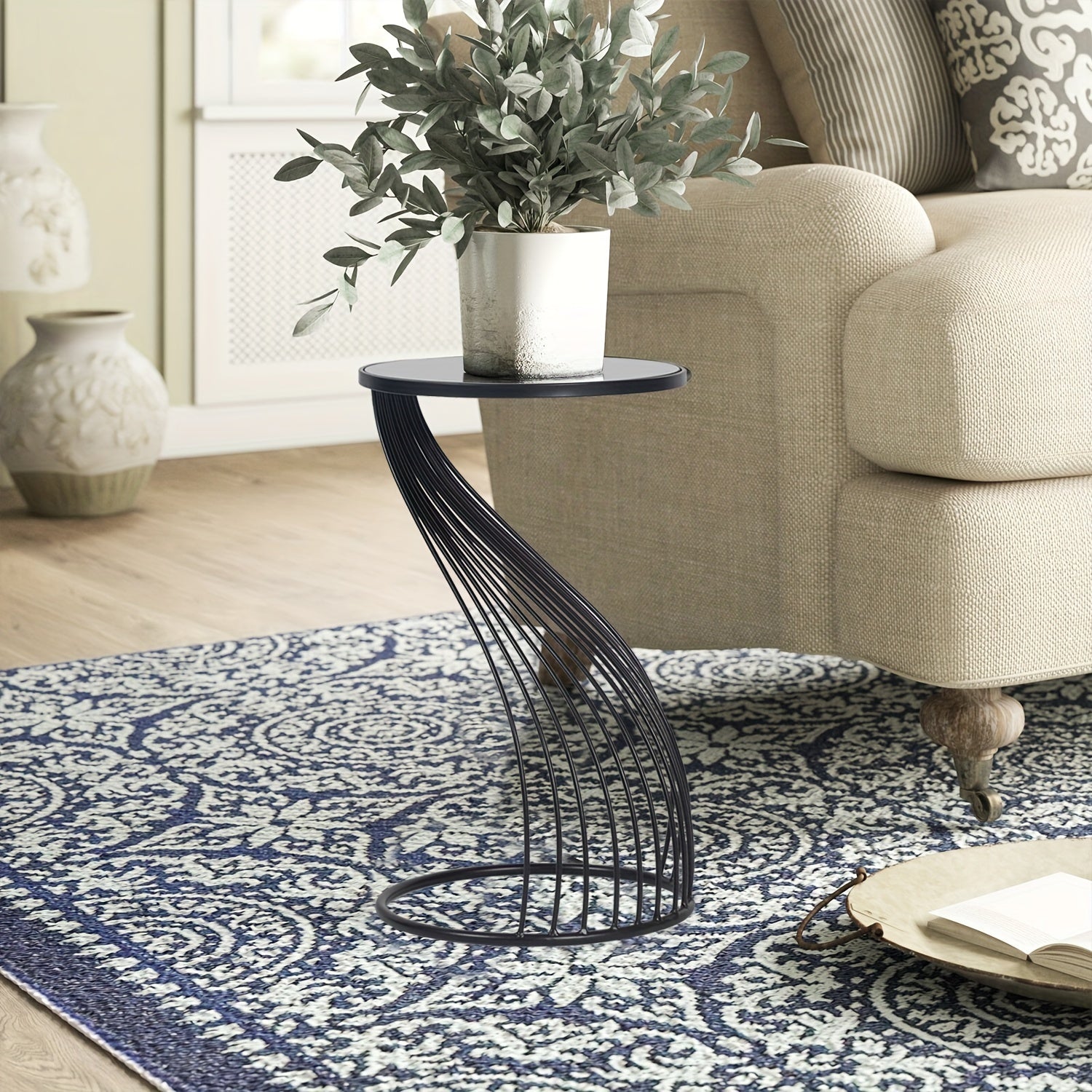 Ideal for Both Living Rooms And Offices, These Round Table Cabinets Feature Metal Edges And Include Compact Bedside Tables As Well As Coffee Tables for The Living Area