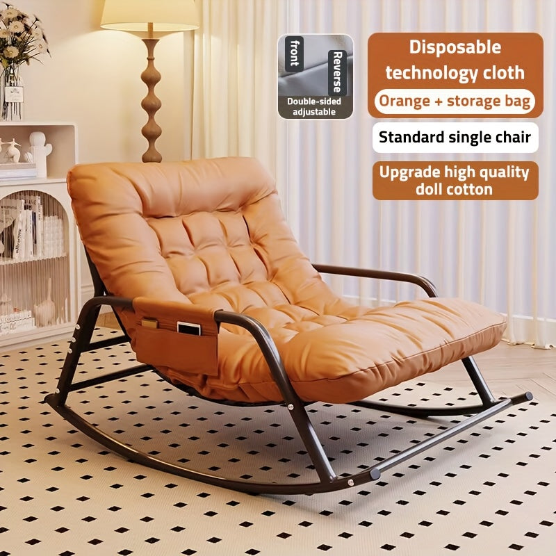 Large Rocking Recliner Chair, Padded Glider Rocker Featuring Armrests, Comfortable Lounge Chair Suitable for Living Room And Outdoor Use