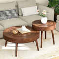 Round Nesting Coffee Table Set - 2pcs Concentric Circle Design for Living Room & Bedroom, 31.5'' & 21.8'' Modern Wood Side Tables | Modular Split Design, Easy to Move, Sturdy & Scratch-, Minimalist Decor, Easy-Clean Surface