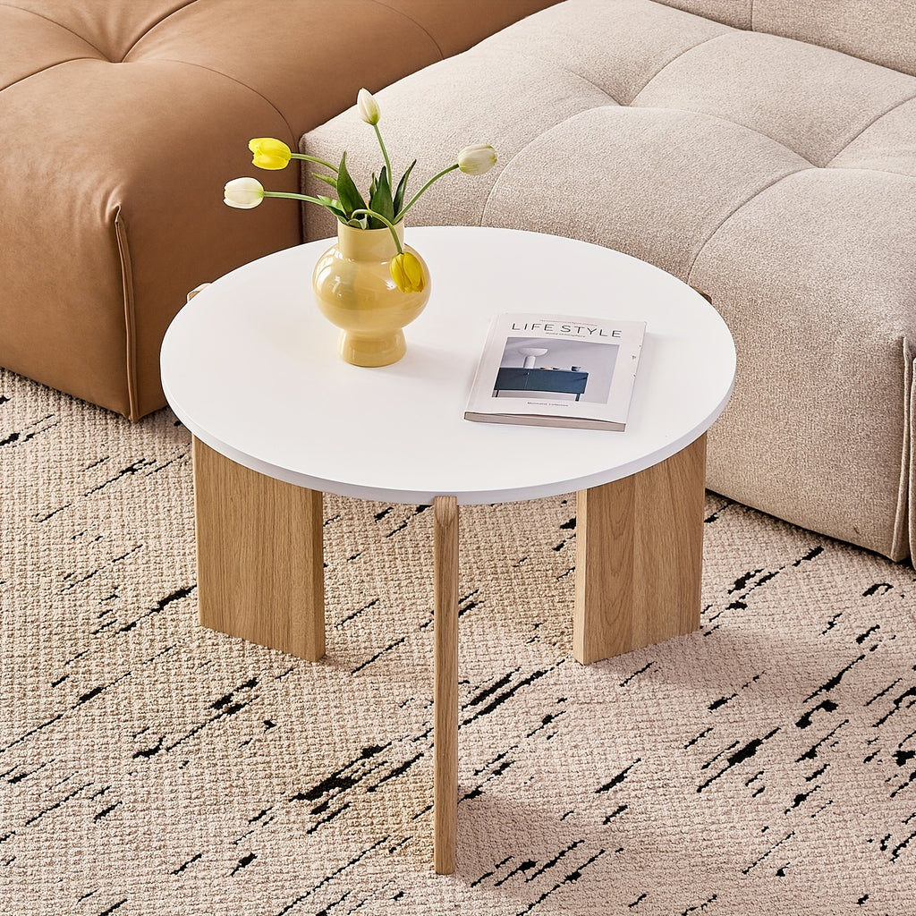 Pair of Circular Nesting Coffee Tables with Adjustable Height, Designed in a Mid-Century Modern Style, Suitable for Bedrooms, Living Rooms, Office Studios, And Apartments