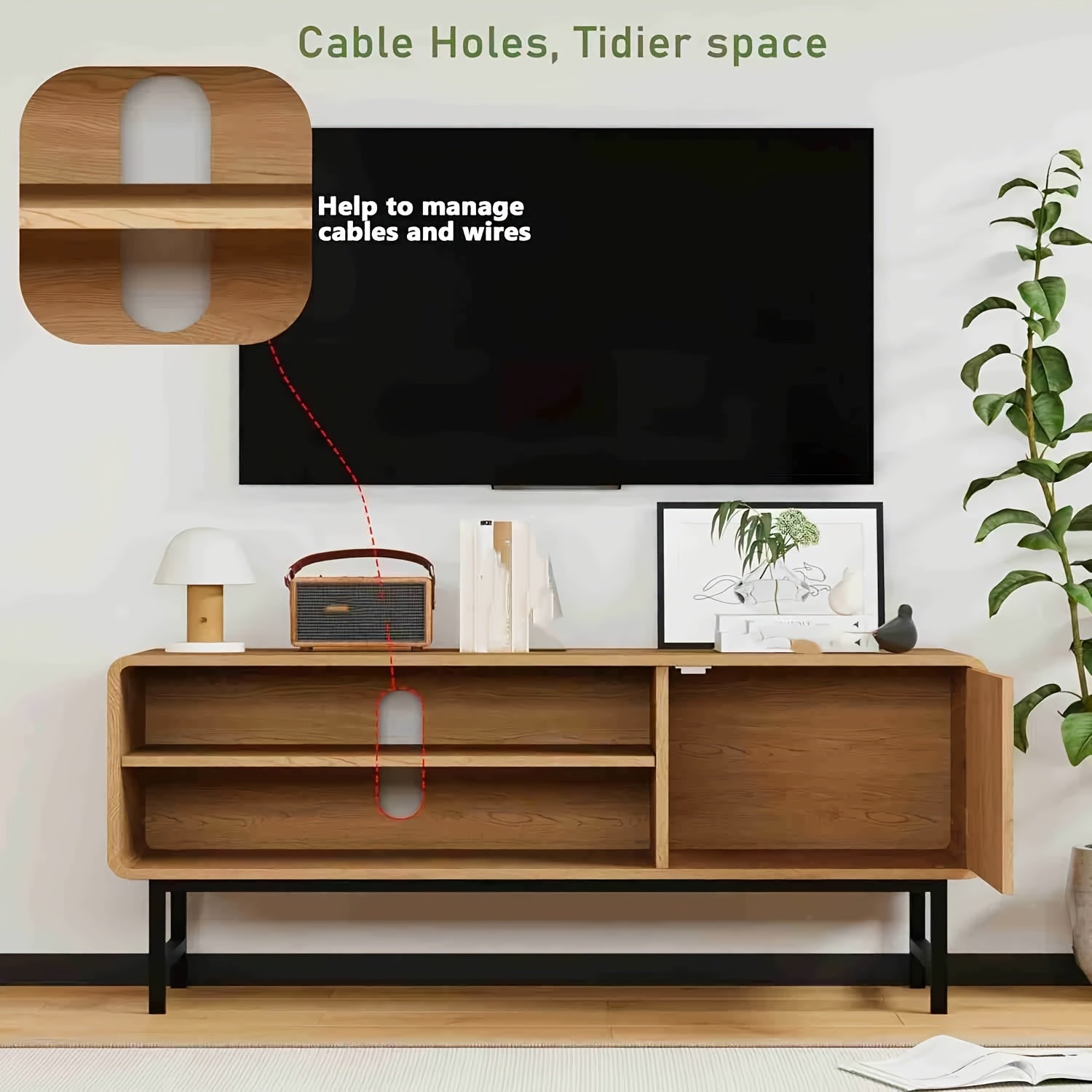 43-Inch Modern Farmhouse TV Stand with Doors & Open\u002FShut Cabinets - Wood Entertainment Center Suitable for TVs 30-50\