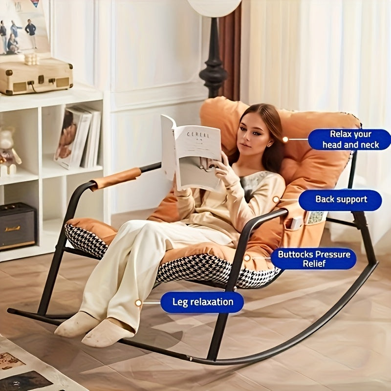 Large Rocking Recliner Chair, Padded Glider Rocker Featuring Armrests, Comfortable Lounge Chair Suitable for Living Room And Outdoor Use