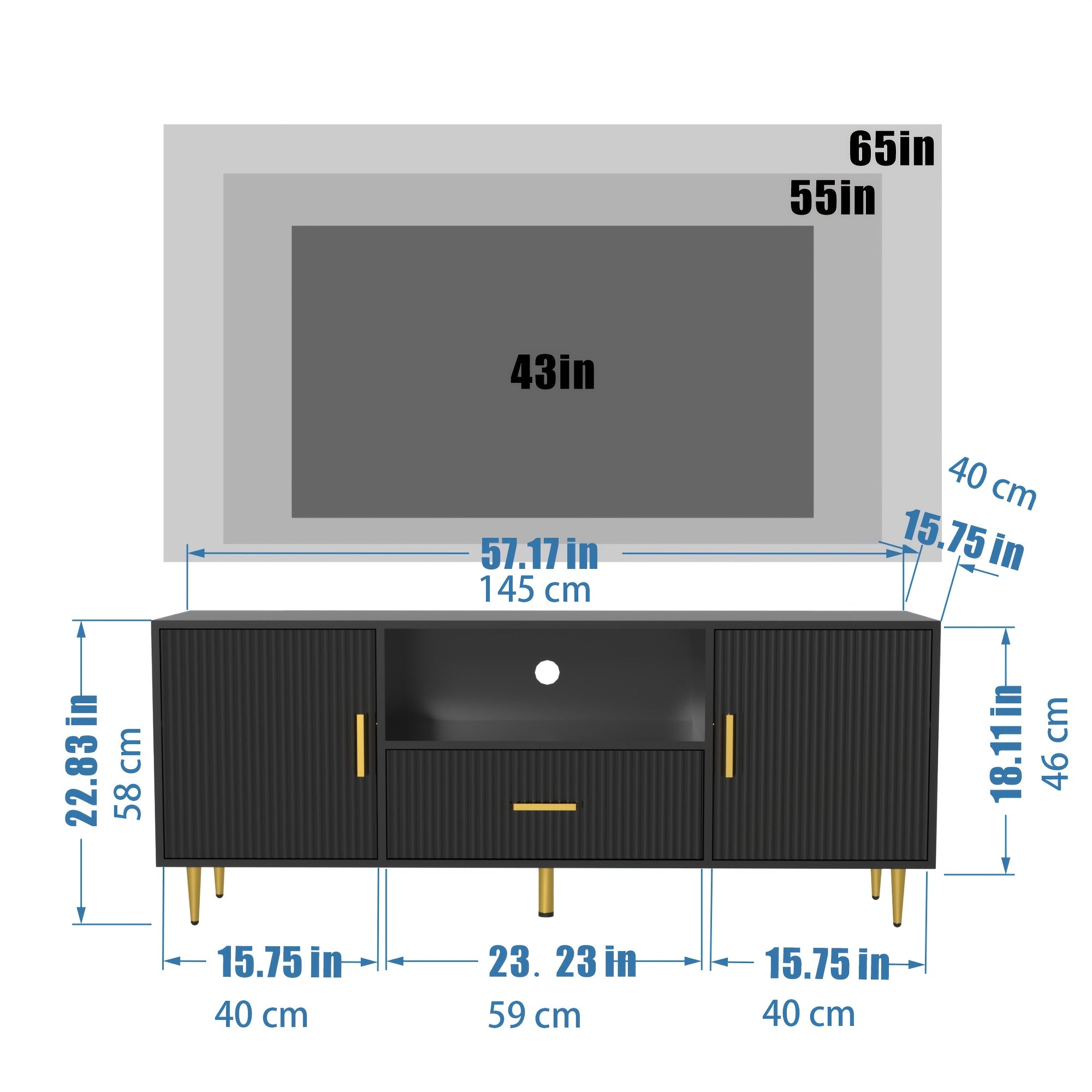 Furnify Luxury TV Stand, Entertainment Center For TVs Up To 65\
