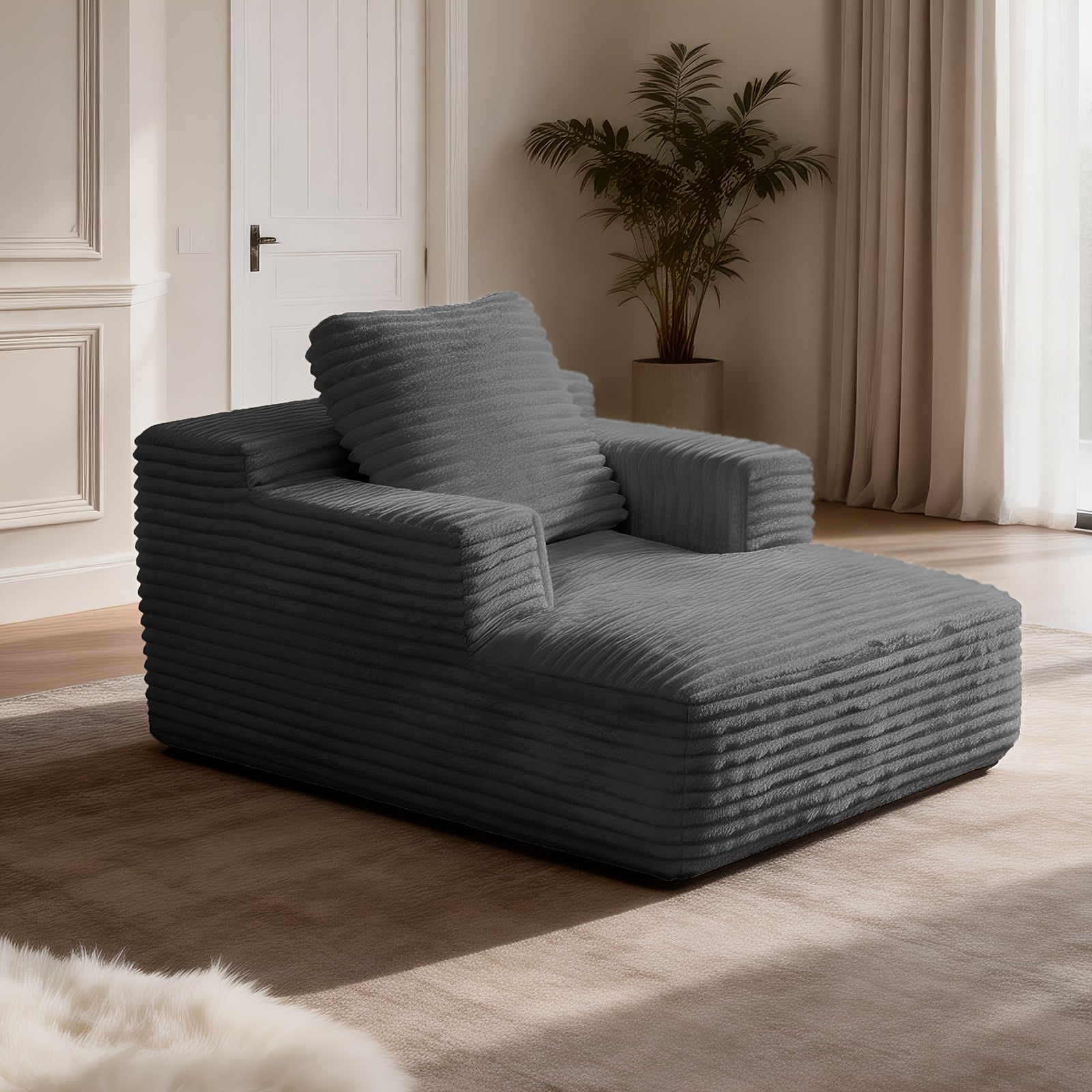 50-inch Single Boneless Chaise Lounge Sofa Bed, Deep Seat Recliner, Comfortable Cloud Sofa, Suitable for Bedroom, Living Room, Home Theater, No Assembly Required