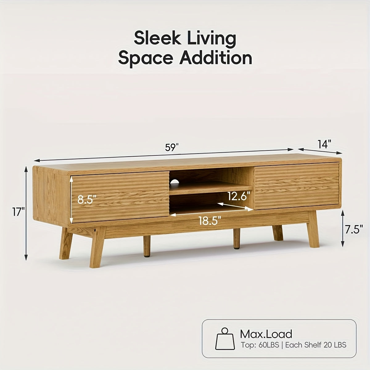 Mopio Ensley TV Stand, Mid Century Modern for 55\u002F 60\u002F 65 Inch TV, Farmhouse TV Stand, Entertainment Center with Storage, TV And Media Console for Living Room ( 59\