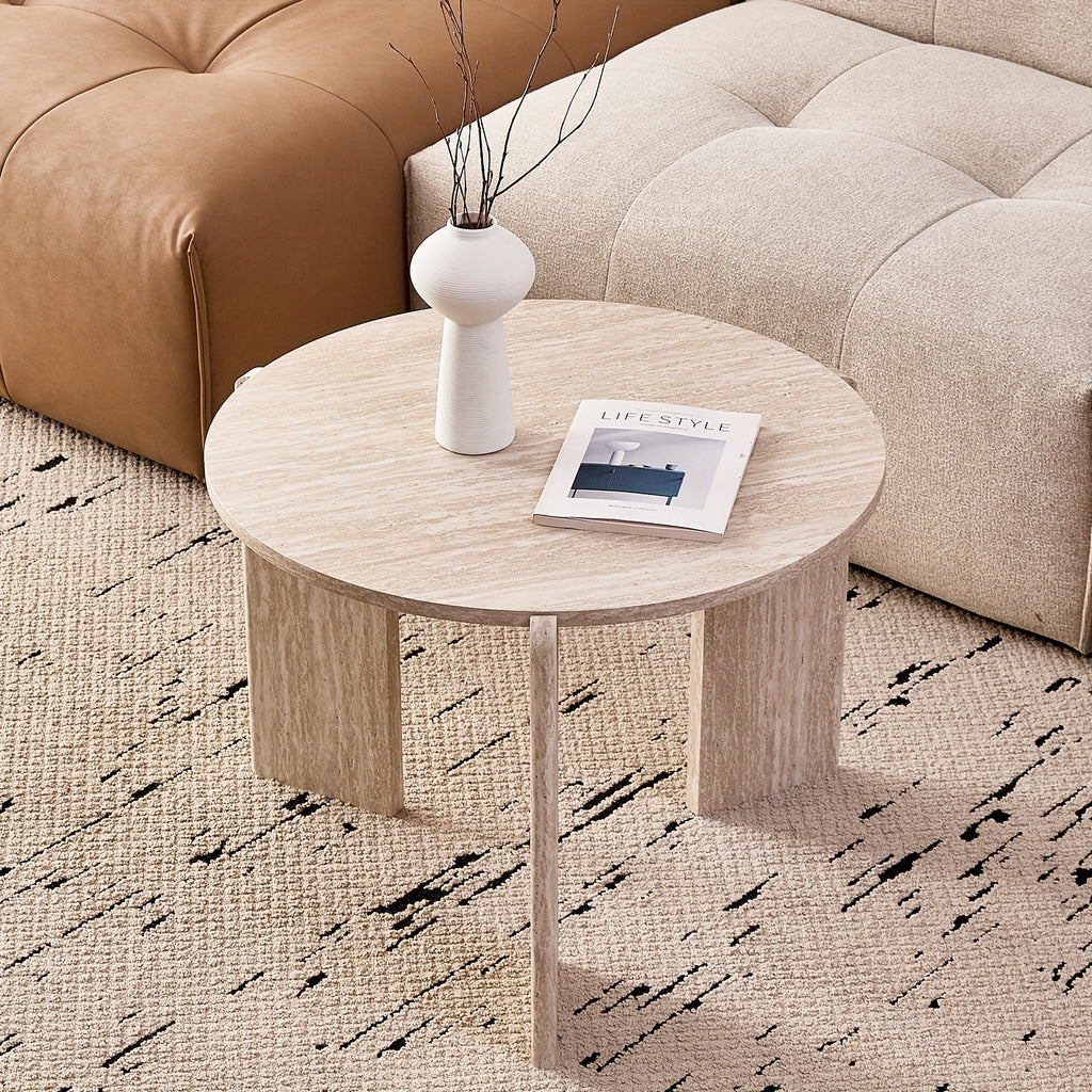 Pair of Circular Nesting Coffee Tables with Adjustable Height, Designed in a Mid-Century Modern Style, Suitable for Bedrooms, Living Rooms, Office Studios, And Apartments