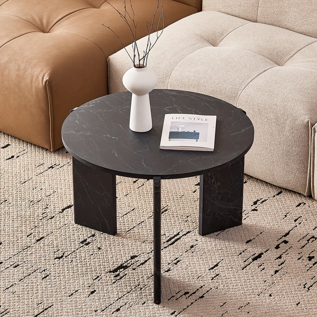 Pair of Circular Nesting Coffee Tables with Adjustable Height, Designed in a Mid-Century Modern Style, Suitable for Bedrooms, Living Rooms, Office Studios, And Apartments