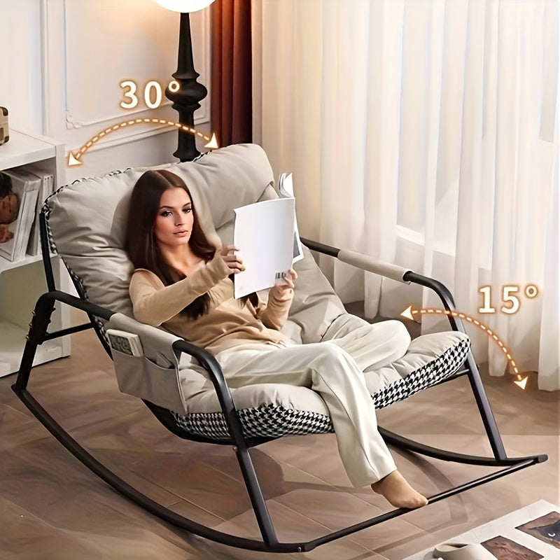 Large Rocking Recliner Chair, Padded Glider Rocker Featuring Armrests, Comfortable Lounge Chair Suitable for Living Room And Outdoor Use