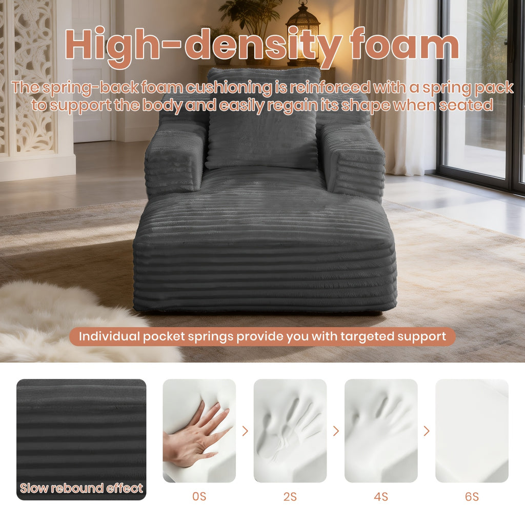 50-inch Single Boneless Chaise Lounge Sofa Bed, Deep Seat Recliner, Comfortable Cloud Sofa, Suitable for Bedroom, Living Room, Home Theater, No Assembly Required