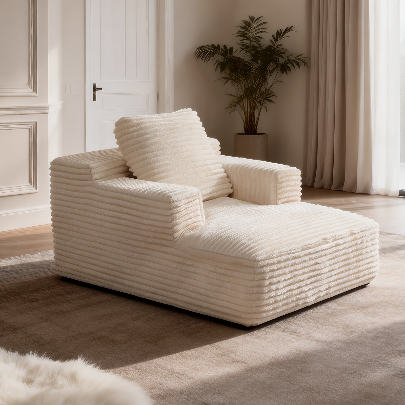 50-inch Single Boneless Chaise Lounge Sofa Bed, Deep Seat Recliner, Comfortable Cloud Sofa, Suitable for Bedroom, Living Room, Home Theater, No Assembly Required