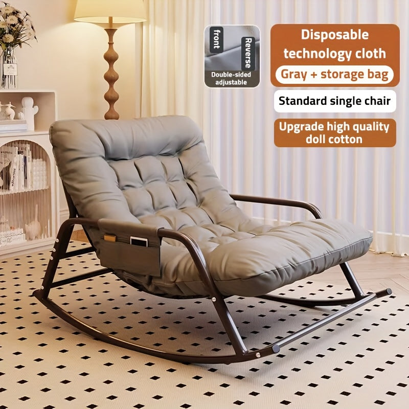 Large Rocking Recliner Chair, Padded Glider Rocker Featuring Armrests, Comfortable Lounge Chair Suitable for Living Room And Outdoor Use