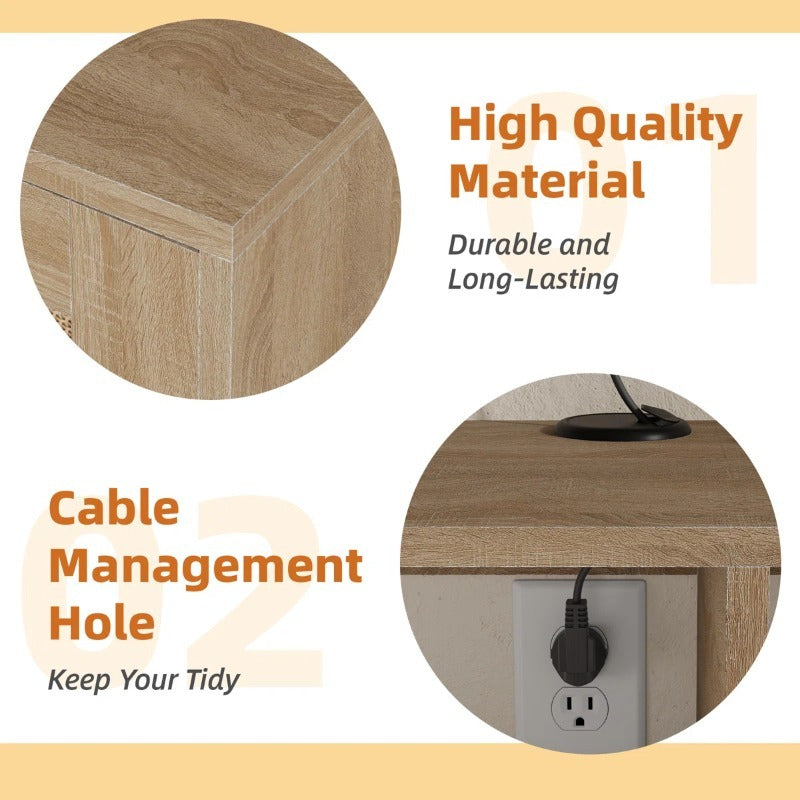 Wall-Mounted Floating TV Stand with Rattan Doors & Storage Shelf - Modern Media Console Suitable for 55\